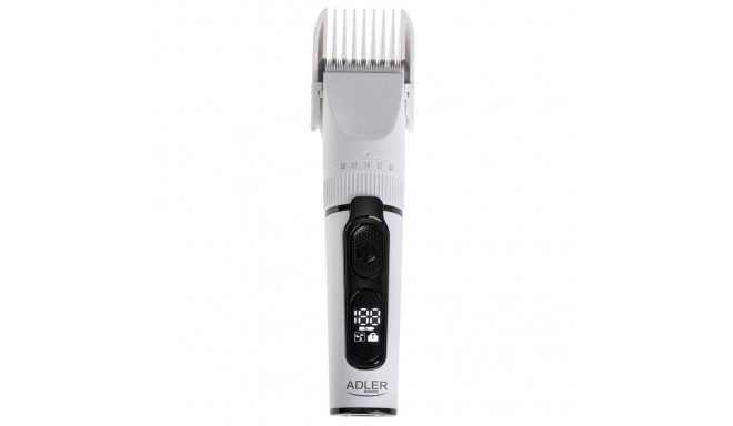 Adler | Hair Clipper with LCD Display | AD 2839 | Cordless | Number of length steps 6 | White/Black