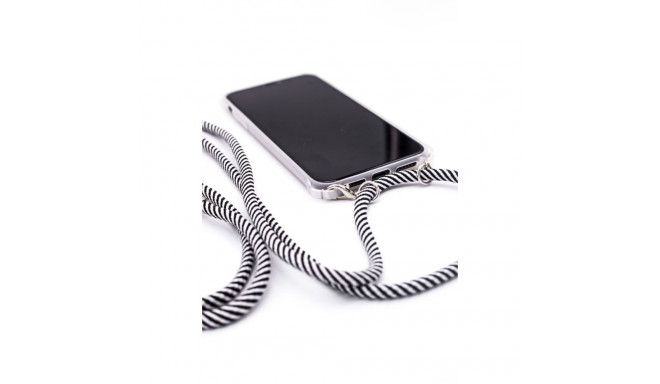 Evelatus Samsung A40s Case with rope Black Stripes Transparent