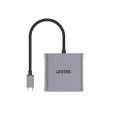 UNITEK V1404B video cable adapter 0.15 m USB Type-C 2 x HDMI Grey