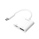 LogiLink 0.14m, 2xUSB-C/HDMI USB graphics adapter 3840 x 2160 pixels White