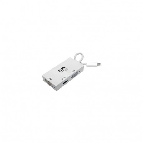 Tripp Lite U444-06N-HDV4K USB-C Multiport Adapter (M/3xF) - 4K HDMI, DVI, VGA, HDCP, White