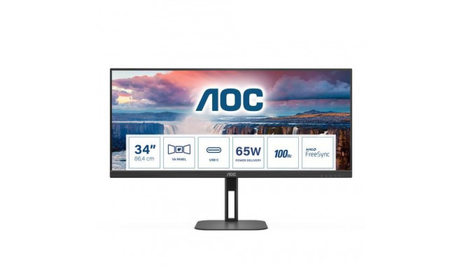 AOC V5 U34V5C/BK computer monitor 86.4 cm (34&quot;) 3440 x 1440 pixels UltraWide Quad HD LCD Bl