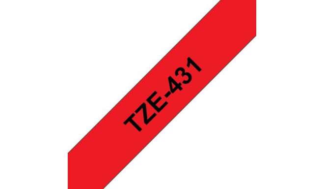 Brother TZE-431 label-making tape Black on red