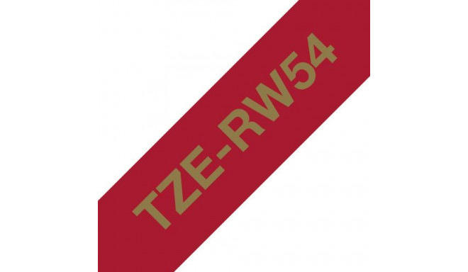 Brother TZE-RW54 label-making tape Gold on red
