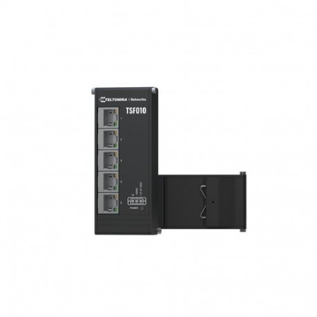 Teltonika NETWORKS TSF010 Flat Ethernet Switch Unmanaged Fast Ethernet (10/100) DIN rail Black
