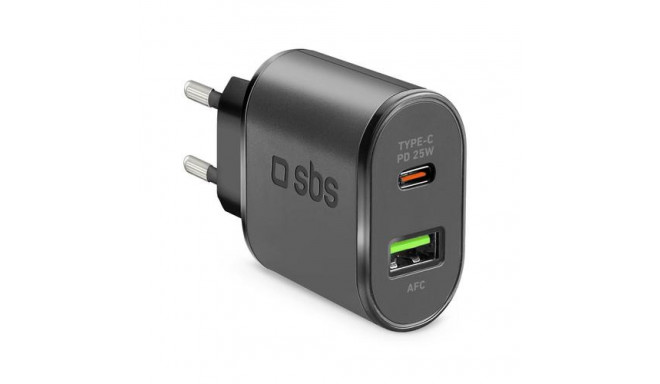 SBS TETRPD25W mobile device charger Smartphone, Tablet Black AC Fast charging Indoor