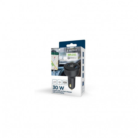 Gembird TA-UC-AC2PD30LCD-CAR-01 mobile device charger Universal Black Cigar lighter Fast charging Au