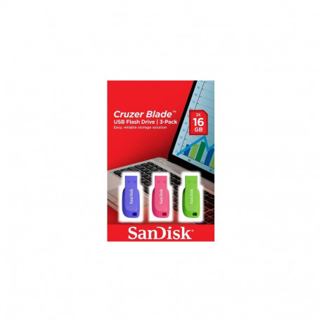 SanDisk Cruzer Blade 16GB USB flash drive USB Type-A 2.0 Blue, Green, Pink