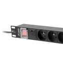 Lanberg PDU-08E-0200-BK power distribution unit (PDU) 8 AC outlet(s) 1U Black
