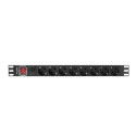Lanberg PDU-08F-0200-BK power distribution unit (PDU) 8 AC outlet(s) 1U Black
