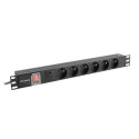 Lanberg PDU-06E-0200-BK power distribution unit (PDU) 6 AC outlet(s) 1U Black