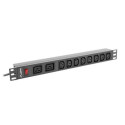Lanberg PDU-02I1908I-0200-C20-BK power distribution unit (PDU) 10 AC outlet(s) 1U Black