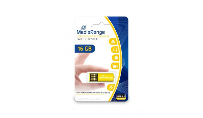 MediaRange MR976 USB flash drive 16 GB USB Type-A 2.0 Yellow
