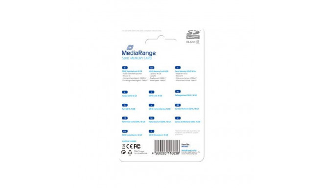 MediaRange MR963 memory card 16 GB SDHC Class 10
