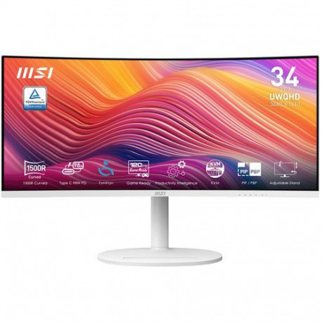 MSI Modern MD342CQPW computer monitor 86.4 cm (34") 3440 x 1440 pixels UltraWide Quad HD Wh