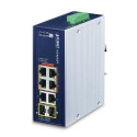PLANET IP30 Industrial 4-Port Unmanaged Gigabit Ethernet (10/100/1000) Power over Ethernet (PoE) Blu