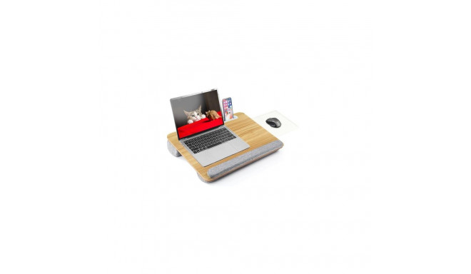 Techly Bamboo Portable Laptop Desk Stand with Padded Base and Tablet Stand
