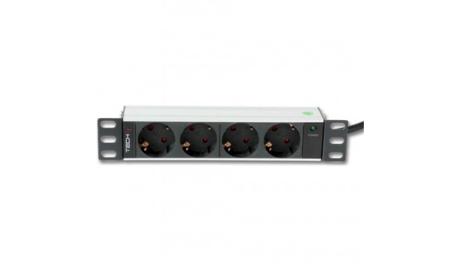 Techly I-CASE M10-4D power distribution unit (PDU) 4 AC outlet(s) 1U Black, Silver