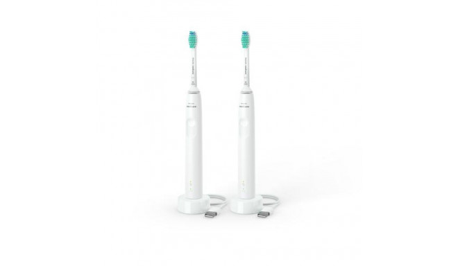 Philips 3000 series 3100 series HX3675/13 2-pack sonic electric toothbrushes - white