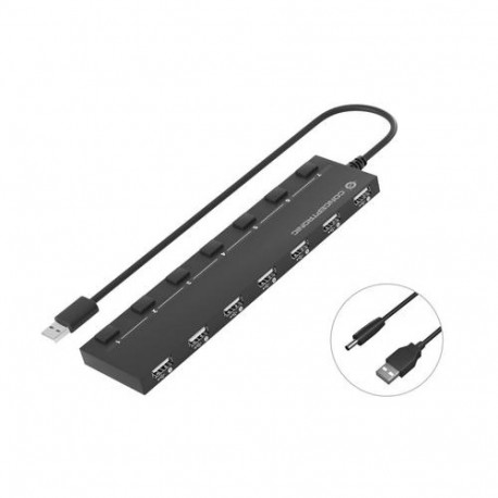 Conceptronic HUBBIES08B 7-Port USB 2.0 Hub, USB-A to 7 x USB-A, 480Mbps, USB Powered, 90cm Cable