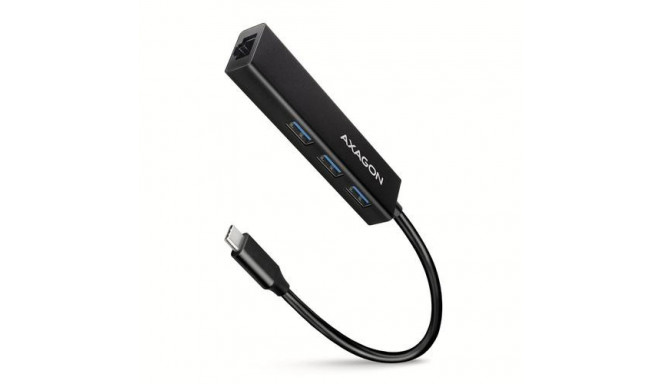 Axagon HMC-GL3A USB-C-Hub 3x USB-A Gbit-LAN schwarz USB 3.2 Gen 1 (3.1 Gen 1) Type-C 5000 Mbit/s Bla