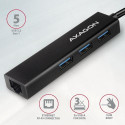 Axagon HMC-GL3A USB-C-Hub 3x USB-A Gbit-LAN schwarz USB 3.2 Gen 1 (3.1 Gen 1) Type-C 5000 Mbit/s Bla