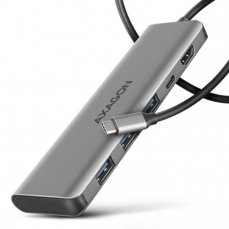 Axagon HMC-5H USB-C 3.2 Gen 1 hub 3x USB-A 4K HDMI PD 100W - Silber Wired USB 3.2 Gen 1 (3.1 Gen 1)