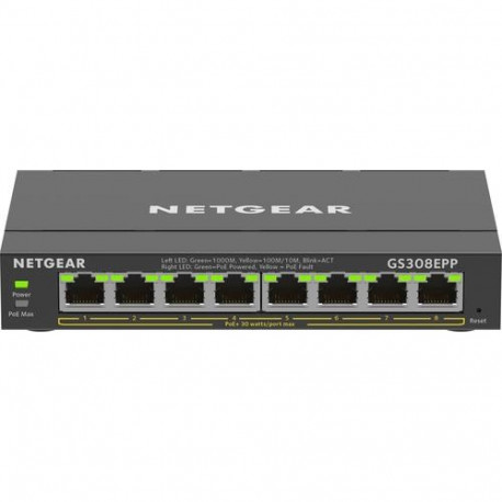 NETGEAR 8-Port Gigabit Ethernet High-Power PoE+ Plus Switch (GS308EPP) Managed L2/L3 Gigabit Etherne