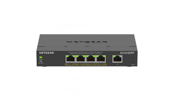 NETGEAR 5-Port Gigabit Ethernet High-Power PoE+ Plus Switch (GS305EPP) Managed L2/L3 Gigabit Etherne