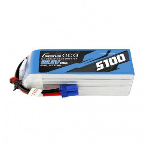 Gens ace Lipo Battery Pack 5100mAh 80C 22.2V 6S1P