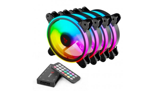 Savio FAN-01 4-pack 120mm ARGB fan including controller and remote control Computer case 12 cm Black