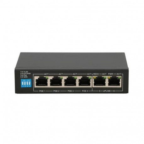 Extralink PoE Switch EUROS V2 4x 100Mb/s PoE/PoE+, 2x RJ45 Uplink 100Mb/s, 60W