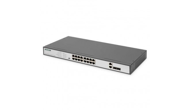 Digitus 16 Port Fast Ethernet PoE Switch, 19 Inch, Unmanaged, 2 Uplinks