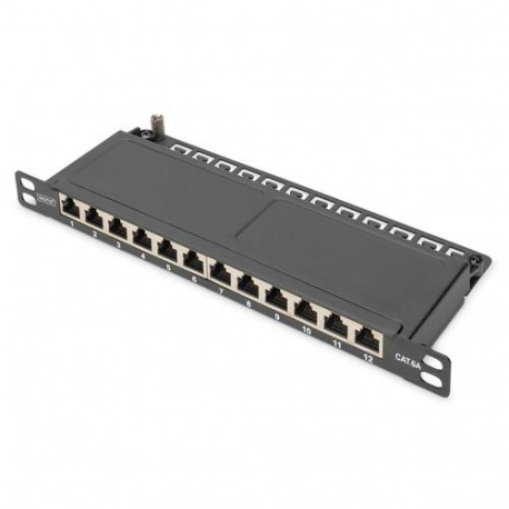Digitus Cat.6A Slim Patch Panel, shielded, 12-port, 0.5 U, 10", black