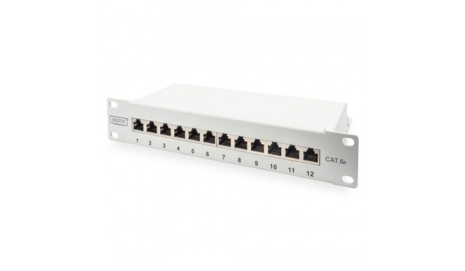 Digitus CAT 6A Patch Panel, shielded, 12-Port, 1HE, 10&quot;, grey