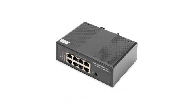 Digitus 7 Port Gigabit Ethernet Netzwerk PoE Switch, Industrial, Unmanaged, 1PD Port