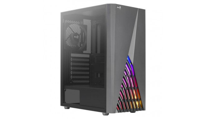 Aerocool DELTABKV1 ATX PC Case RGB Front Full Side Window 12cm Fan Black