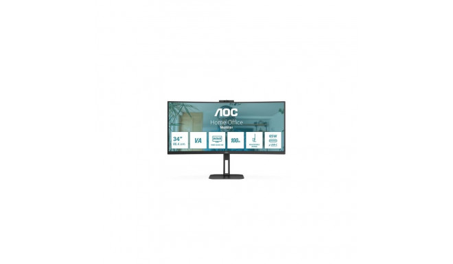 AOC V5 CU34V5CW LED display 86.4 cm (34&quot;) 3440 x 1440 pixels Wide Quad HD Black