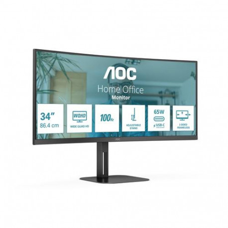 AOC V5 CU34V5C/BK/23 computer monitor 86.4 cm (34") 3440 x 1440 pixels Wide Quad HD LED Bla