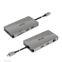 CLUB3D Type-C 8-in-1 hub with 2x HDMI, 2x USB-A, RJ45, SD/ Micro SD card slots and USB Type-C female