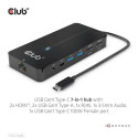 CLUB3D Type-C 7-in-1 hub with 2x HDMI, 2x USB Gen1 Type-A, 1x RJ45, 1x 3.5mm Audio, 1x USB Gen1 Type