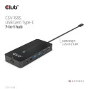 CLUB3D Type-C 7-in-1 hub with 2x HDMI, 2x USB Gen1 Type-A, 1x RJ45, 1x 3.5mm Audio, 1x USB Gen1 Type