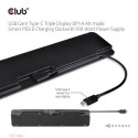 CLUB3D USB Gen1 Type-C Triple Display DP1.4 Alt mode Smart PD3.0 Charging Dock with 100 Watt Power S