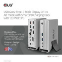 CLUB3D Docking station(Metal casing)1x USB Gen2 Type-C Female (data) 2x USB Gen2 Type-A Female 1x US