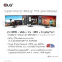 CLUB3D Docking station(Metal casing)1x USB Gen2 Type-C Female (data) 2x USB Gen2 Type-A Female 1x US