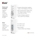 CLUB3D Docking station(Metal casing)1x USB Gen2 Type-C Female (data) 2x USB Gen2 Type-A Female 1x US