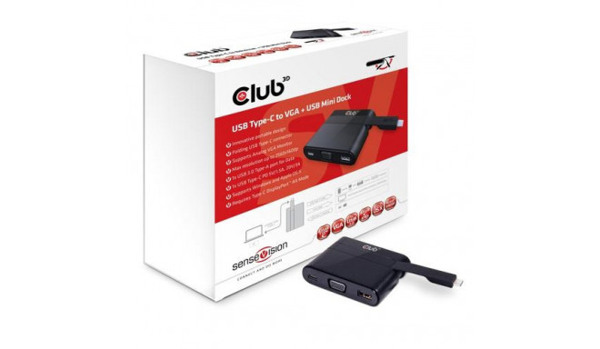 CLUB3D USB Type C to VGA + USB 3.0 + USB Type C Charging Mini Dock