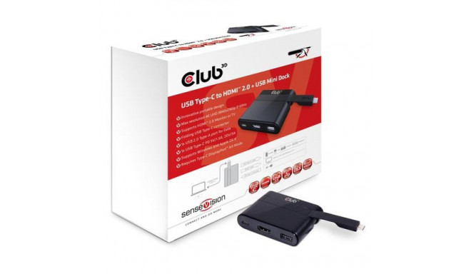 CLUB3D USB Type-C to HDMI™ 2.0 + USB 2.0 + USB Type-C Charging Mini Dock