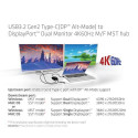CLUB3D USB3.2 Gen2 Type-C(DP™ Alt-Mode) to DisplayPort™ Dual Monitor 4K60Hz M/F MST hub