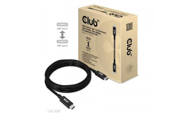 CLUB3D USB4 Gen3x2 Type-C Bi-Directional Cable 8K60Hz, Data 40Gbps, PD 240W(48V/5A) EPR M/M 2m / 6.5